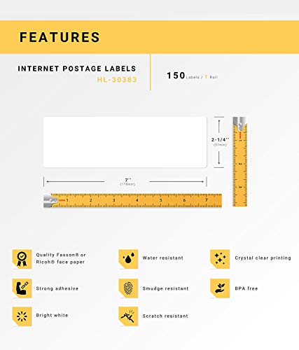 Houselabels 30383 3-Part Internet Postage Labels (2-1/4 Inch X 7") -- Bpa Free! (1 Roll thumb #3