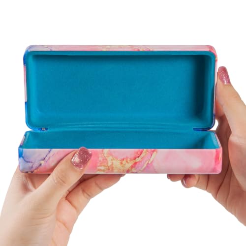 Image of TRIUMPH VISION Sunglasses Case Hard Shell Glasses Case Eyewear Eyeglasses | Sunglass Eyeglass Hard Case for Women and Men Metal PU Leather Lined Storage with Microfiber Cleaning Cloth Protection