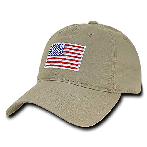 Rapid Dominance American Flag Embroidered Washed Cotton Baseball Cap - Original Khaki