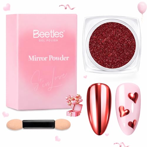 Beetles Red Chrome Nail Powder Mirror Effect Chrome Powder for Na...