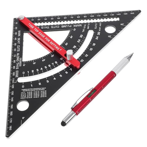 Mipcase Adjustable Triangle Ruler Set 7 Inch Aluminum Carpenter Square Triangle Ruler Pendant Metric Imperial Pen Set