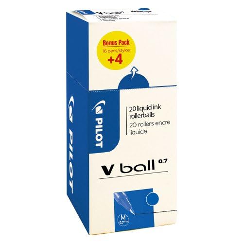PILOT Pack 16 stylos roller V-BALL 0.7 mm capuchon + 4 offerts - bleu