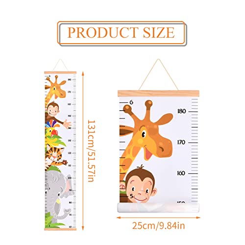 Kids Height Wall Chart, Wall Hanging Baby Height Growth Chart with Animal Style - Image 2