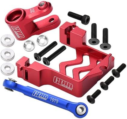 GPM Para Traxxas 110 Maxx 4WD Monster Truck Piezas de actualización de aluminio servo montaje + barra de acoplamiento de acero inoxidable + bocina