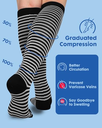 2Packs Compression Socks for Women - 15-20 mmHg Graduated Circulation Support for Nurses, Athletes and Travel3