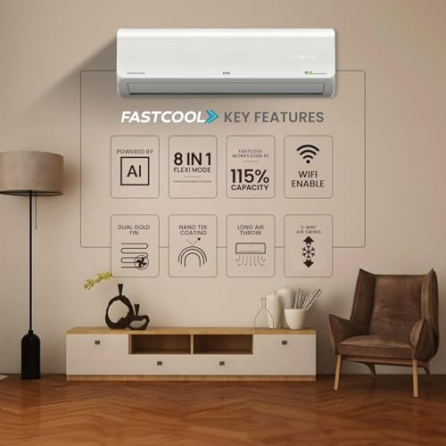 Image of IFB Model Silver Plus Smart Series 1.5 Ton 5 Star In-built Wifi Split AC with HD Compressor, AI, Dual Gold Fin & 8-in-1 Flexi Mode - White (CI185SL22SGN1, Copper Condenser)