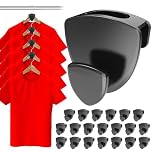 Space Saving Hangers 20Pcs, Upgrade 40Lb(Max) Heavy Duty Hanger Hooks Space Saver for Clothes, Hanger Connector Hooks, Plastic Clothes Hanger for Closet Organizer, Black