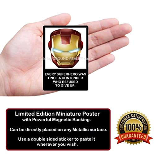 Image of LADY HAWK Iron Man Arc Reactor Poster Motivational and Inspirational Quotes Miniature Picture with magnetic backing. Directly sticks to any Metal Surface. Size 10x7cms Ironman Poster Series (AV50)