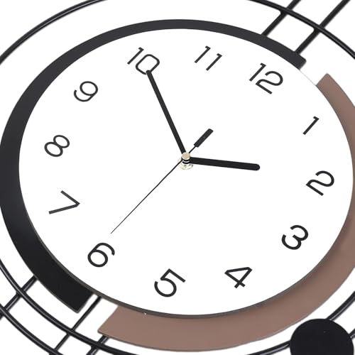 Horloge murale avec pendule noire de 41x78 cm à quartz silencieux