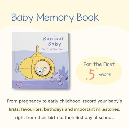 Image of Bonjour Baby: Baby Record & Memory Book (0-5 Years) - 140 Pages | Milestone Journal, Free Health Record Book & Stickers | Keepsake Album & Baby Shower Gift for Newborns & New Parents