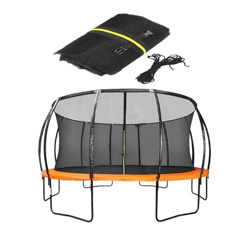 Trampoline Safety Net Replacement with Zippers and Buckles 10/12/14 FT UV Resistant Trampoline Enclosure Surround Netting Round Frames Trampolines Accessories 12 FT - 8 Poles Black