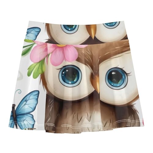Tennis Skirts for Kids Cute Cartoon Owls Athletic Shorts Girls Skorts 2 in 1 Teen Skirt 4t