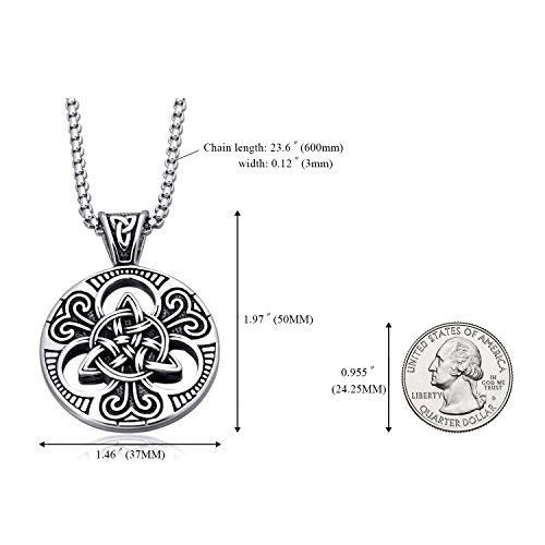 enhong Celtic Knot Necklace for Men,Stainless Steel Magic Double Side Solid Heavy Pendant with Chain 24 Inches