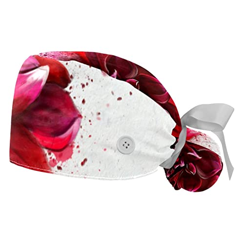 Chapeaux de travail respirants JDEZ (lot de 2) avec motif peinture à l'huile de roses