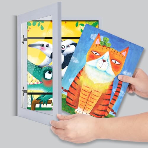 Image of [2-Pack] Kids Art Frames, 8.5x11 Front Opening Kids Artwork Frames Changeable, Light Violet Blue Artwork Display Storage Frame for Wall, Holds 50 Pcs, for 3D Picture, Crafts, Children Drawing, Hanging