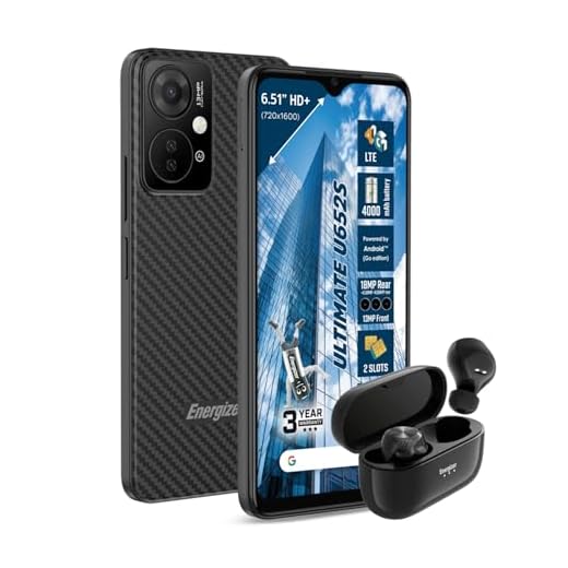 Energizer Pack U652S - Smartphone 4G Débloqué 6.5" Android 13, 64Go ROM, 2Go RAM, Batterie 4000mAh - Version Europe + Écouteurs Bluetooth Inclus – Double SIM, Pack Idéal Mobilité, Audio et Performance