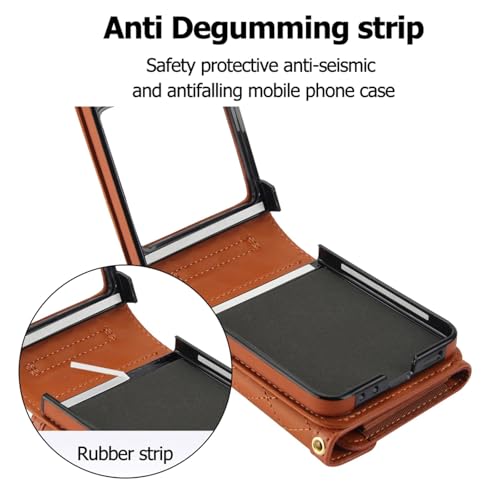 Étui portefeuille en cuir Samsung Z Flip6 marron chic et durable - 2