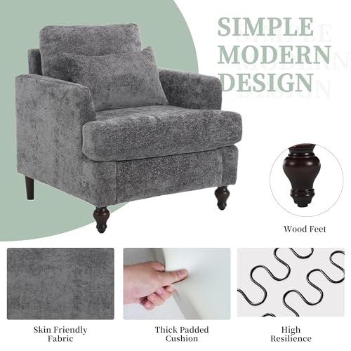Sillón Chenille Plegable Gris miniatura 3