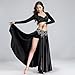 Women Chiffon Belly Dance Long Skirt with Underwear Split Satin Skirt on Both Sides (US, Alpha, One Size, Regular, Regular, Standard, Black)