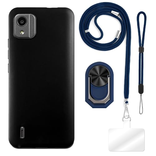 ESACMOT [4 in 1] �P�[�X Nokia C110 4G �Ƃ̌݊�������A�X�g���b�v�A���X�g�o���h�A�����O�t���A�ϏՌ��ی�J�o�[���s�p�Z�b�g (�u���[�Z�b�g)