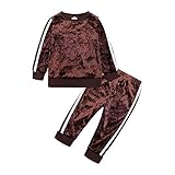 MYGBCPJS 2Pcs Fashion Toddler Baby Girl Velvet Sweatshirt Tops Pant Set Tracksuit