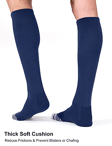 Fitrell 2 Pack Baseball Soccer Softball Socks For Youth Men & Women Over-The-Calf Knee High Socks, Navy Blue, Medium #TOP4