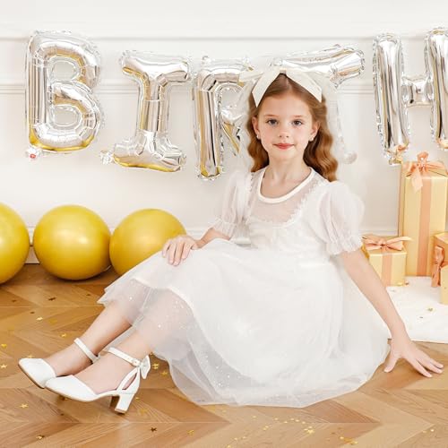 Image of Girls Heels Dress Shoes Flower Girl Pumps with Cute Bow Closed Toe | Princess Shoes,High Heels,Chunky Heel,Adjustable Buckles,Toddler,Little Girl,Big Kid,Wedding,Birthday Party,Formal,Pageant