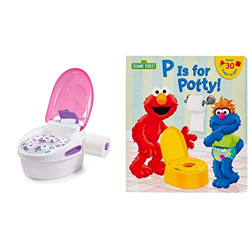 Image of Summer Step by Step Potty, Pink - 3-in-1 Potty Training Toilet - Features Contoured Seat, Flushable Wipes Holder and Toilet Tissue Dispenser, 13x9.5x15.5 Inch & P is for Potty! (Sesame Street)