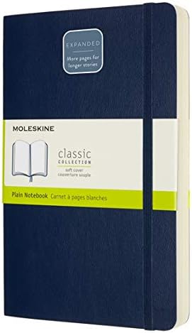 Moleskine - Classic Notebook Expanded, Ruled Notebook, Soft Cover and Elastic Closure, Size Large 13 x 21 cm, Colour Sapphire Blue, 400 Pages