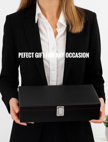 Image of Watch Organiser Display Box Made in Leatherette and Suede with Contarst thread Topstitch | For Men &Women | Gift For Any Occasion (12 watch)