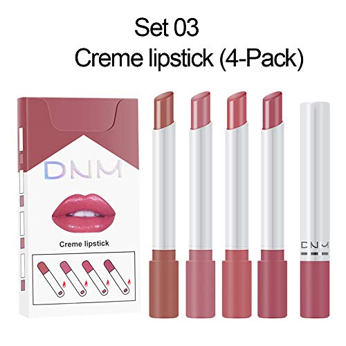 Evpct Little Smoke Tube Lipstick Matte Red Cigarette Lipstick Lip Stick 4 Packs Sets Matte Lip Kit For Women,Dnm Pink Nude Lip Color Changing Color Lipstick Long Lasting Tinted Lip Stain Balm Gloss thumb #1