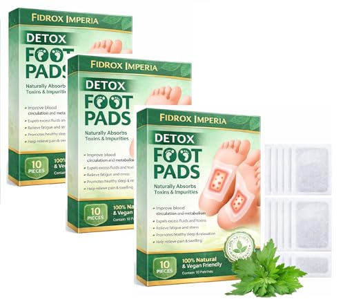 Image of Fidrox Herbal and Ingredient Pack of 30 Detox Foot Patches | Natural Cleansing & Toxin Remover Pads for Men and Women | Pain Relief Stress Relief & Better Sleep | Herbal Detoxification Foot Pads (Pack of 30)