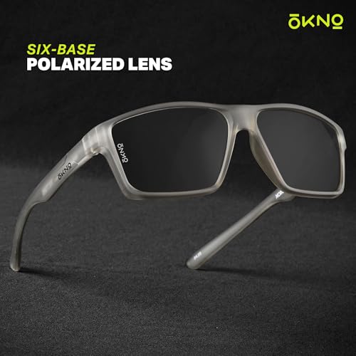 Image of Eyewearlabs OKNO Polarized Sports Sunglasses For Men & Women | Rectangular Wrap-Around Branded Stylish Shades| 100% UV Protection | Cricket Sports Cycling Driving Trekking & More | Norg