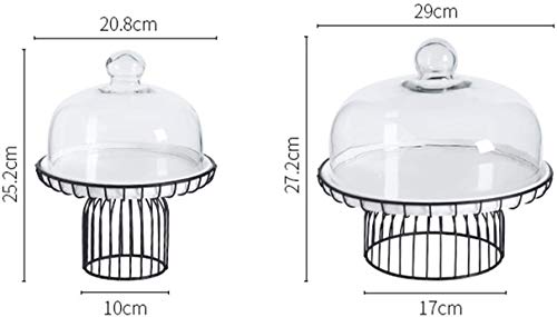 Pastry Tray with Lid Fruit Snack Storage Bracket with Glass Dome Cover(Size:29cm) - Image 3