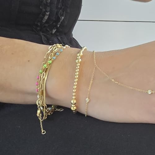 Anela 14kt Gold Filled Tarnish-Free Stretch Bracelet for Women - Elegant 3mm & 5mm Beaded Design - Great Gift Idea for Woman3