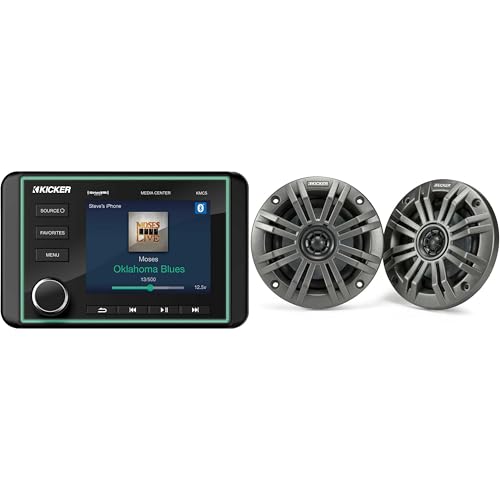 Kicker 46KMC5 Premium Marine Gauge-Style Source & 45KM44 4