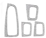 Boobo 4 pcs Ice Out Window Switch Button Cover Frame Badge Bling Insert Emblem with Genuine Austrian Crystal Insert for Mercedes Benz C250 C300 C350 New C-Class GLC300 GLC350 GLC63 (Silver)