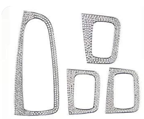 Boobo 4 pcs Ice Out Window Switch Button Cover Frame Badge Bling Insert Emblem with Genuine Austrian Crystal Insert for Mercedes Benz C250 C300 C350 New C-Class GLC300 GLC350 GLC63 (Silver)