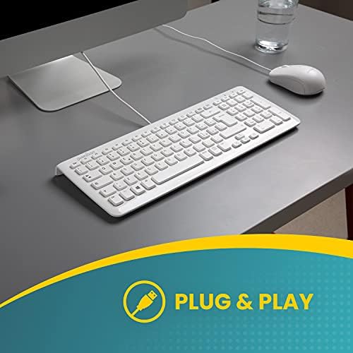 Perixx PERIDUO-303 Wired Desktop Keyboard Mouse Set, Piano White, UK Layout