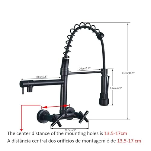 Mitigeur de cuisine avec douchette à ressort et commande d'eau chaude froide