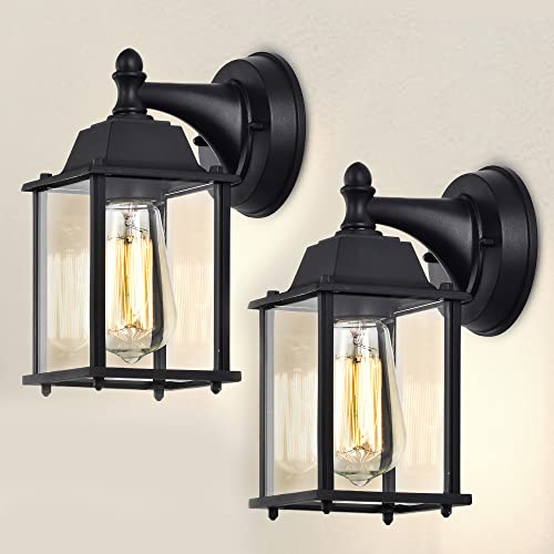 Cottage Life Outdoor Light Wall Mount 2 Pack Black Outdoor Wall Lights Aluminum Anti-Rust Exterior Light Fixture Waterproof Outdoor Lights For House Outdoor Wall Lantern Porch Lights Outdoor #TOP29