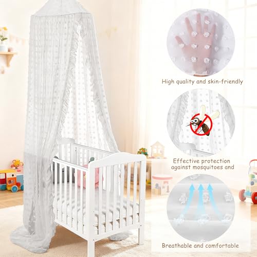 Image of Bed Canopy for Girls - Princess Bed Canopy - Crib Canopy for Boys and Girls Bedroom Decor, Suitable for Use in Cribs Canopy Bed Curtains (White)
