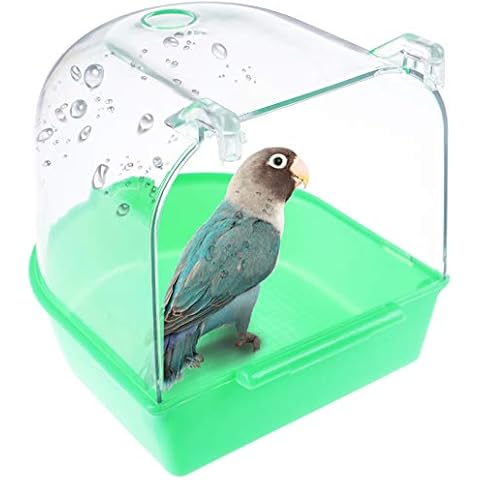 Bird Bath Tub, Hanging Bird Bath Box for Cage, Parrot Bathtub Shower Box with Water Injector, Bird Cage Accessory for Small Birds, Canary, Budgies, Parrot(Green) Cover