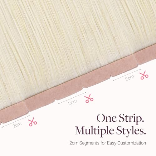 Image of GOO GOO Tape In Weft Hair Extensions Human Hair, 60A Platinum Blonde, 8cm Wide Tape, 20inch 20pcs 100g, Tape Weft Hair Extensions, Seamless Tape in