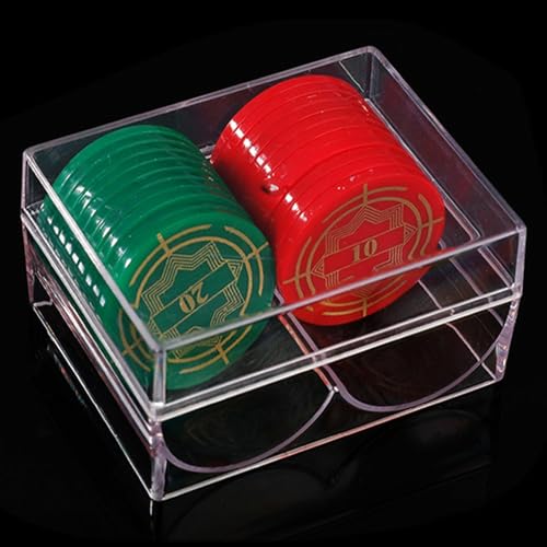 Poker Chip Tray Case - Clear Trays2 Slots, Poker Chip Display, Clear Acrylic Poker Chip Rack Holds 40 Standard-Sized Chips for Or Home