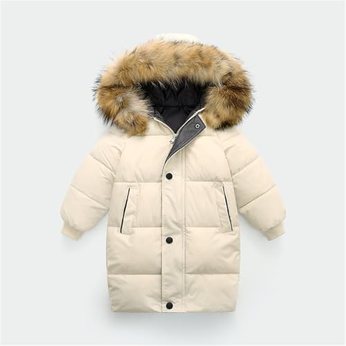 BILIKEYU Boys Girls Long Puffer Jacket Zip up Button Down Lightweight Thicken Warm Fuzzy Hooded Coats for Kid 14