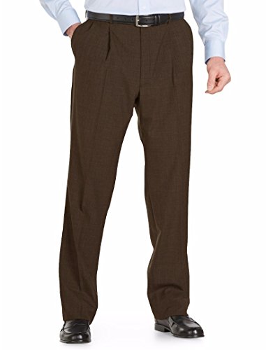 Austin Reed Self Sizer Wool Blend Pleated Front Big Size Dress Pant