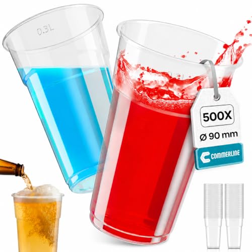 Commerline Plastikbecher Trinkbecher Einwegbecher 0 4 Liter 1000 Stück