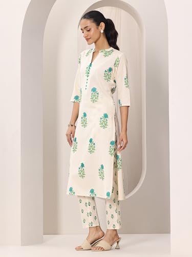 Image of Libas Printed Cotton Straight Kurta with Trouser