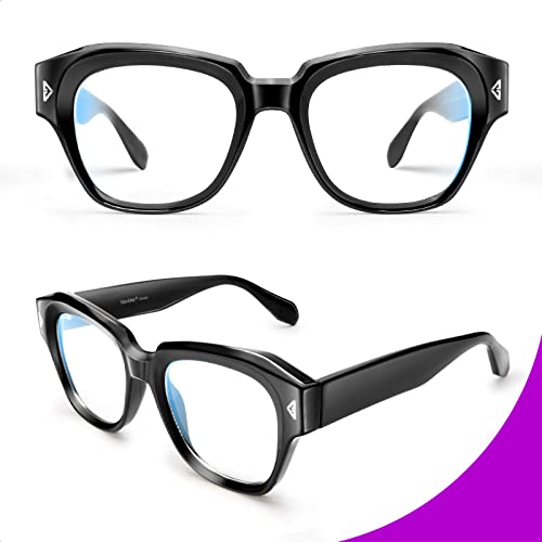 Image of VISOONE Acetate Blue Light Blocking Glasses Square with Anti Computer Glare for Gaming Women and Men GROUSE